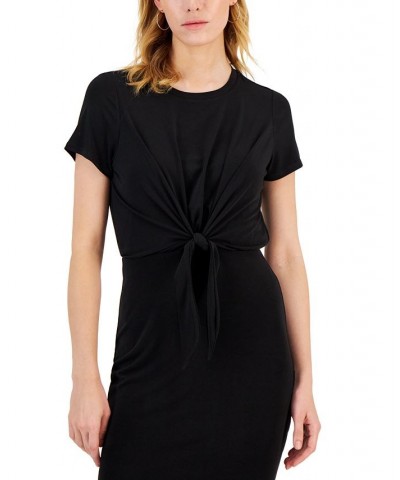 Women's Tie-Front Dress Deep Black $32.60 Dresses