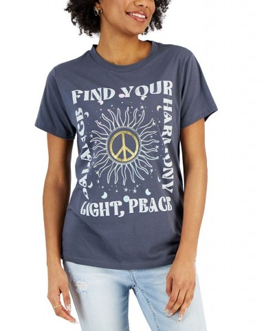 Juniors' Find Your Harmony-Graphic T-Shirt Gray $9.50 Tops