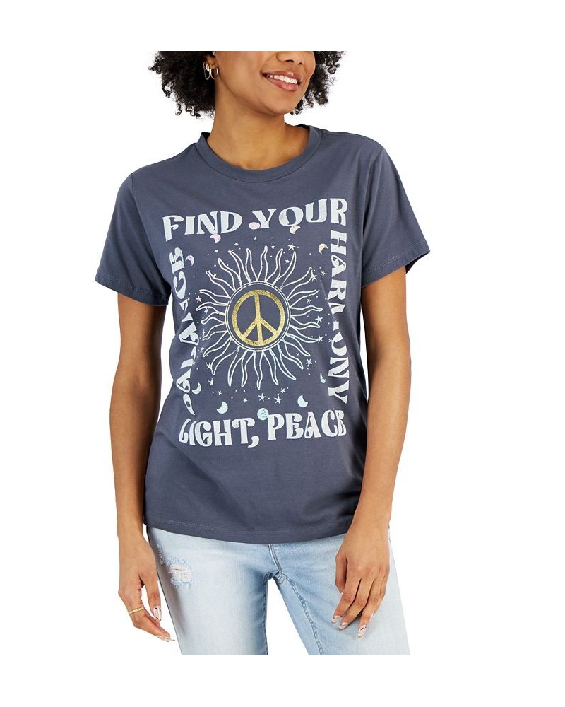 Juniors' Find Your Harmony-Graphic T-Shirt Gray $9.50 Tops