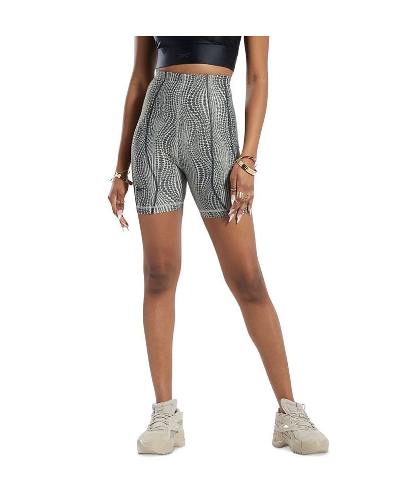 x Cardi B Women's High-Rise Elastic-Waist Biker Shorts Med Beige $22.00 Shorts