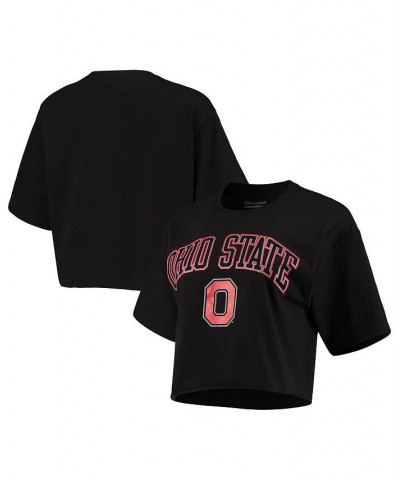 Women's Black Ohio State Buckeyes Cropped Boyfriend T-shirt Black $26.99 Tops