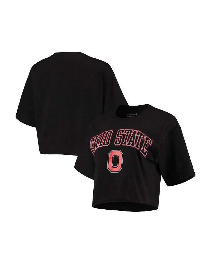 Women's Black Ohio State Buckeyes Cropped Boyfriend T-shirt Black $26.99 Tops