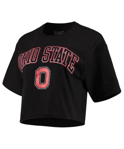 Women's Black Ohio State Buckeyes Cropped Boyfriend T-shirt Black $26.99 Tops