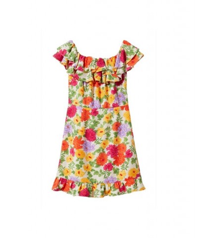 Women's Short Ruffled Dress Ecru $28.00 Dresses