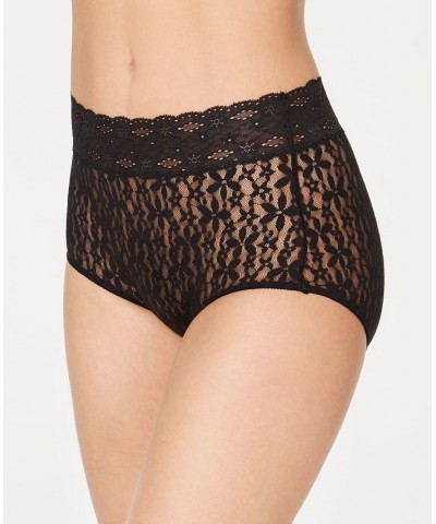 Women's Flower-Lace Brief Lingerie 870405 Black $11.40 Panty