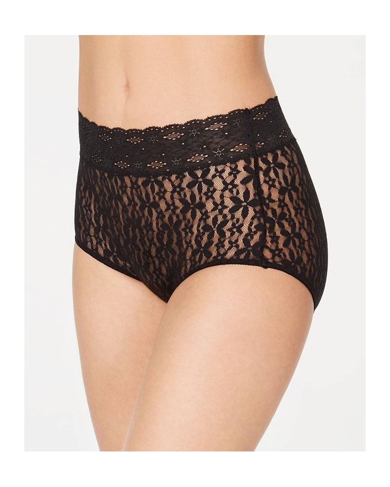 Women's Flower-Lace Brief Lingerie 870405 Black $11.40 Panty