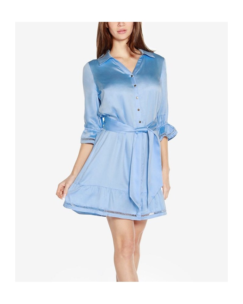 Black Label Petite Collared Button Front Dress Blue $56.35 Dresses