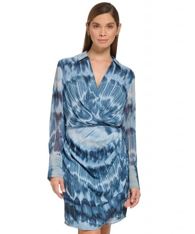 Women's Printed Twist-Front Shirtdress Twilight/Black $31.82 Dresses