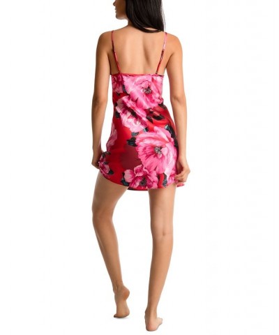 Women's Sonia Floral Satin Chemise Crimson $16.19 Sleepwear