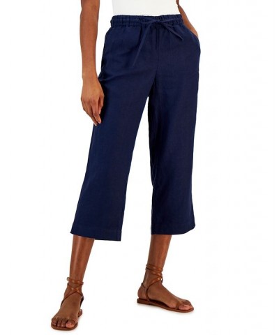 Women's Linen Capri Tie-Waist Pants Intrepid Blue $22.82 Pants