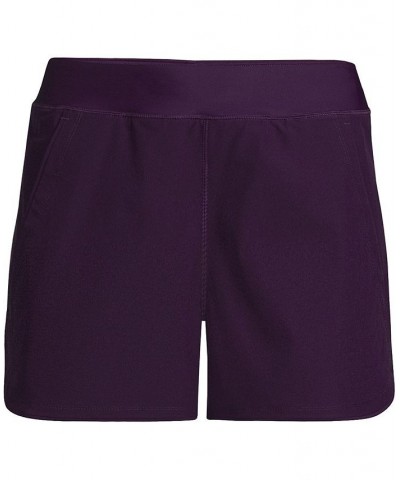 Women's 3" Quick Dry Elastic Waist Board Shorts Swim Cover-up Shorts with Panty Blackberry $28.68 Swimsuits