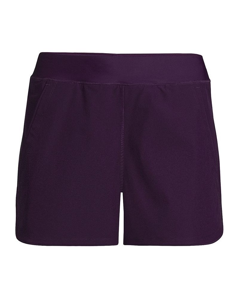 Women's 3" Quick Dry Elastic Waist Board Shorts Swim Cover-up Shorts with Panty Blackberry $28.68 Swimsuits