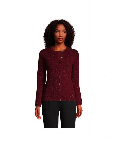Women's Tall Classic Cashmere Cardigan Sweater Rich burgundy donegal $86.08 Sweaters