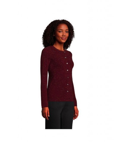 Women's Tall Classic Cashmere Cardigan Sweater Rich burgundy donegal $86.08 Sweaters