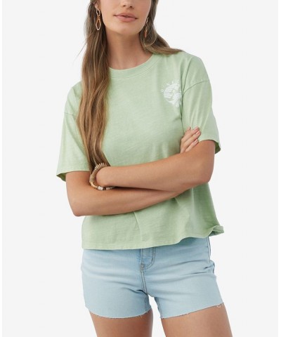 Juniors' Sundown Cotton Graphic Crewneck T-Shirt Oasis $20.52 Tops
