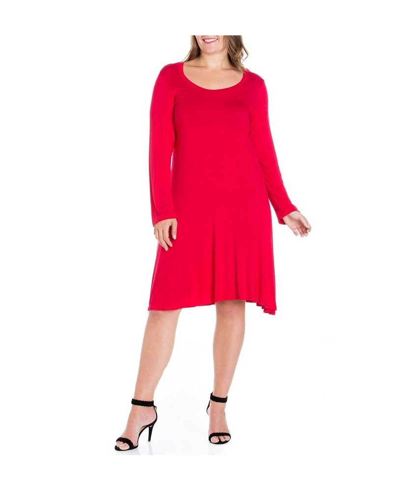 Women's Plus Size Flared Dress Red $18.80 Dresses