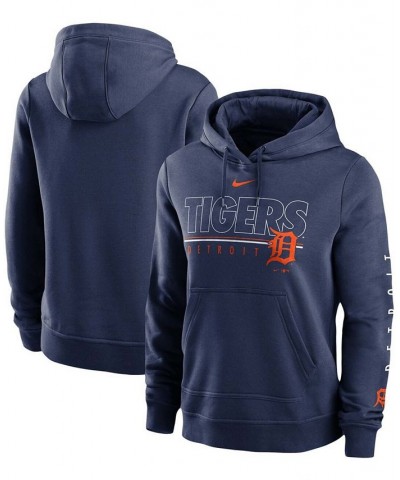 Women's Navy Detroit Tigers Team Outline Club Pullover Hoodie Navy $42.39 Sweatshirts
