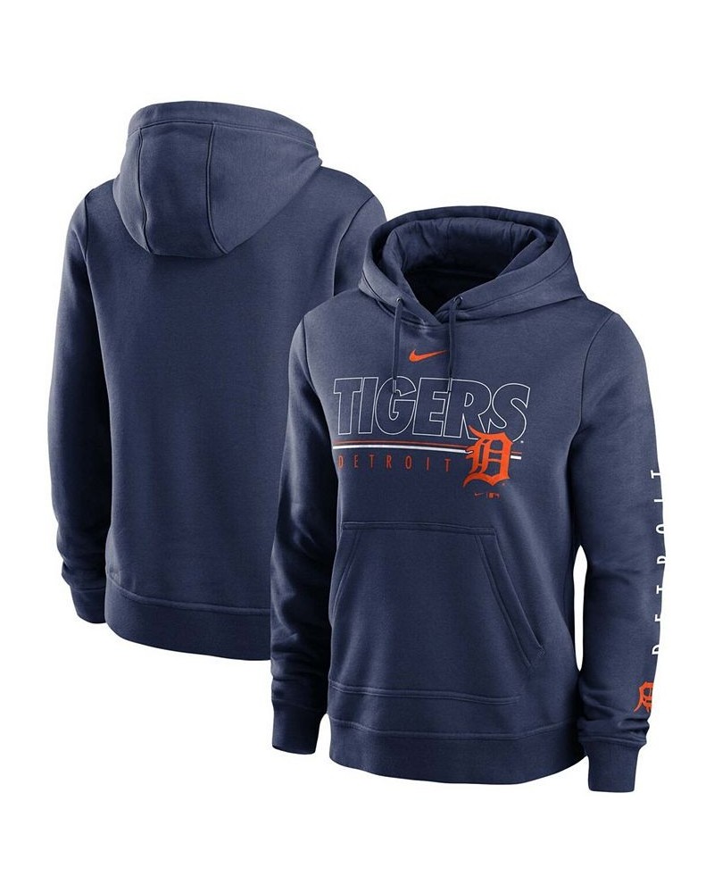 Women's Navy Detroit Tigers Team Outline Club Pullover Hoodie Navy $42.39 Sweatshirts