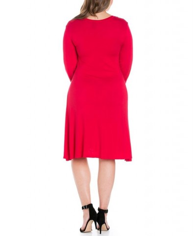 Women's Plus Size Flared Dress Red $18.80 Dresses