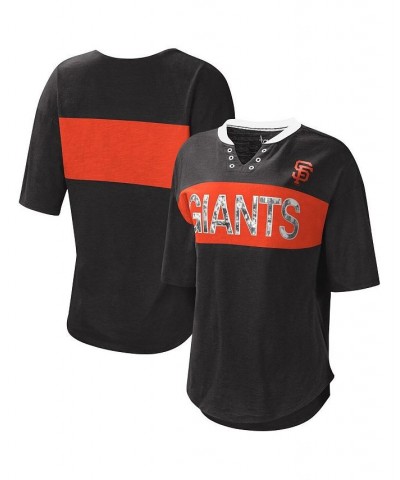 Women's Black and Orange San Francisco Giants Lead Off Notch Neck T-shirt Black, Orange $30.79 Tops