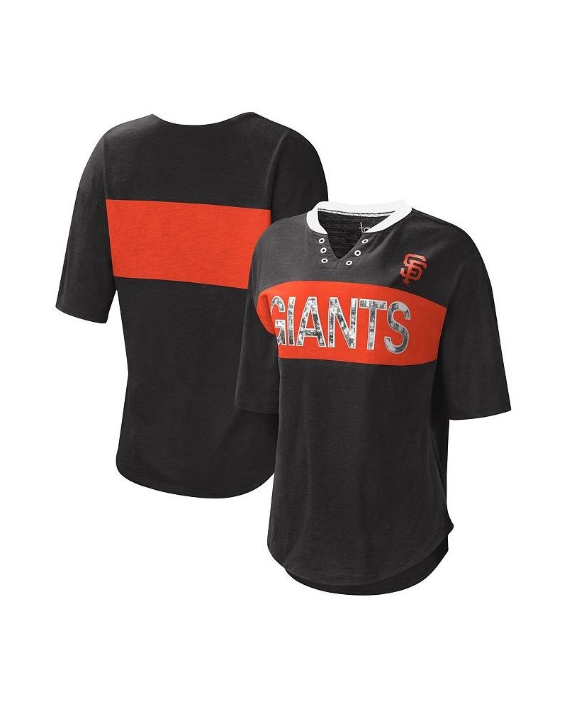 Women's Black and Orange San Francisco Giants Lead Off Notch Neck T-shirt Black, Orange $30.79 Tops