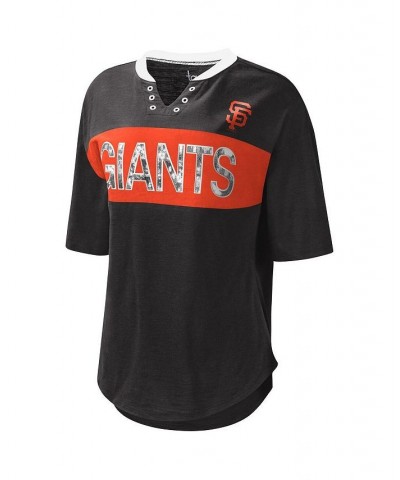 Women's Black and Orange San Francisco Giants Lead Off Notch Neck T-shirt Black, Orange $30.79 Tops