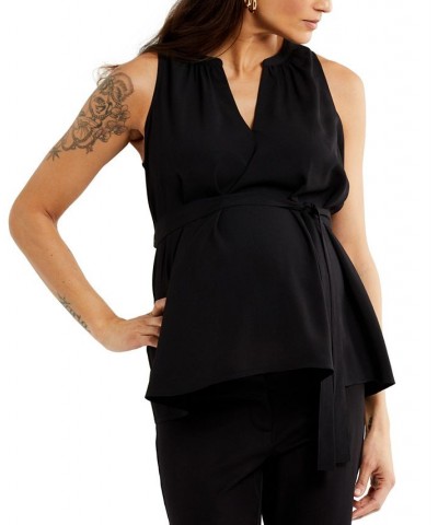 Pleated Maternity Top Black $31.19 Tops