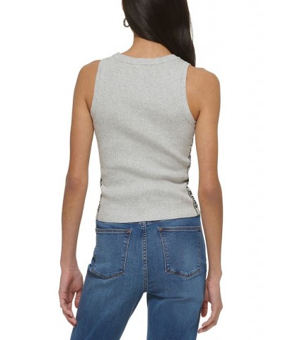 Women's Ribbed Side-Logo Tank Sweater Silver $37.95 Sweaters