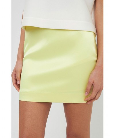 Women's Solid Satin Fit Mini Skirt Pastel yellow $37.10 Skirts