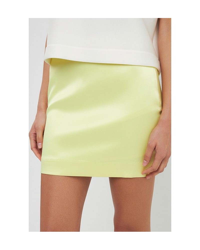 Women's Solid Satin Fit Mini Skirt Pastel yellow $37.10 Skirts