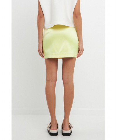 Women's Solid Satin Fit Mini Skirt Pastel yellow $37.10 Skirts