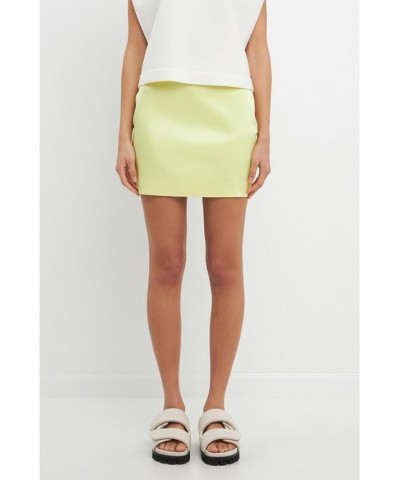 Women's Solid Satin Fit Mini Skirt Pastel yellow $37.10 Skirts