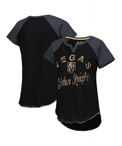 Women's Black Vegas Golden Knights Grand Slam Raglan Notch Neck T-shirt Black $23.84 T-Shirts