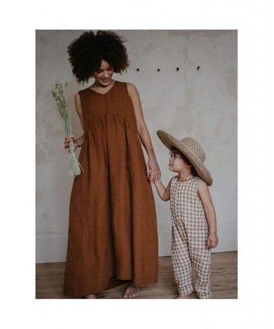 Women's Maternity Linen Abigail Maxi Dress Red $63.55 Dresses