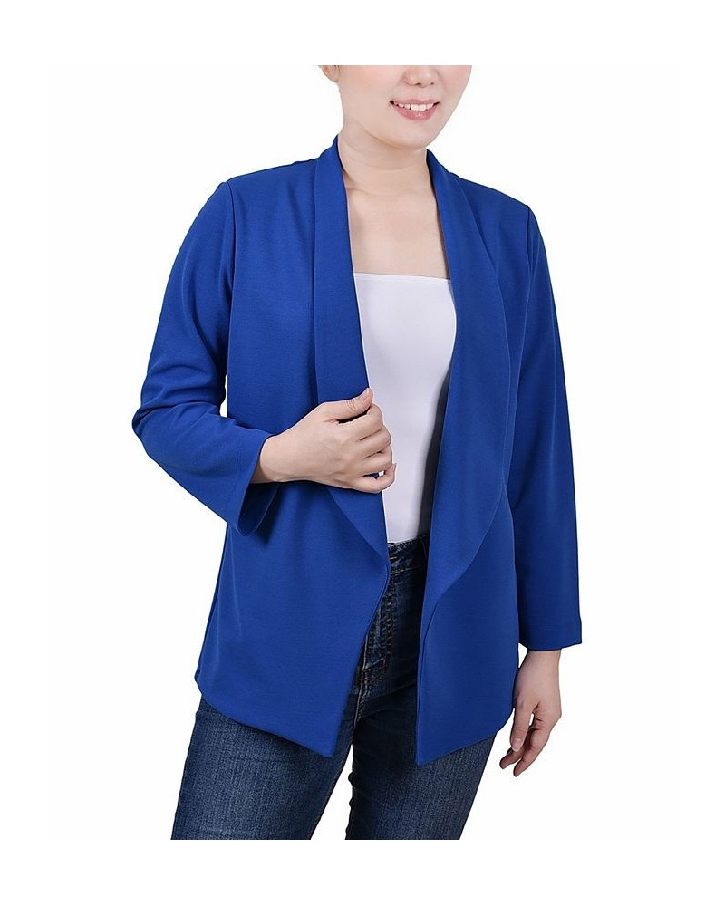 Women's 3/4 Sleeve Ponte Jacket Blue $16.83 Jackets