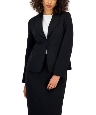 Shawl-Collar Slim Skirt Suit Regular and Petite Sizes Black $75.20 Suits