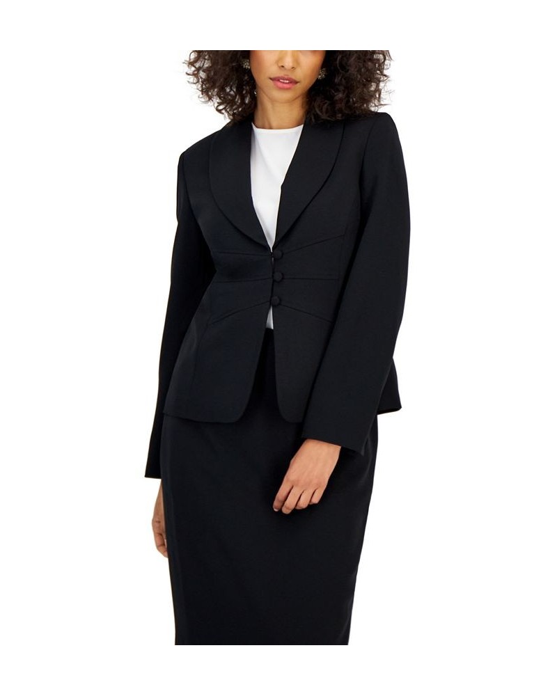 Shawl-Collar Slim Skirt Suit Regular and Petite Sizes Black $75.20 Suits