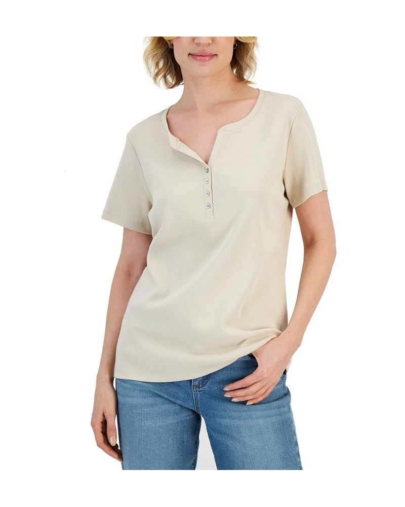 Short Sleeve Henley Top Bellflower $11.99 Tops