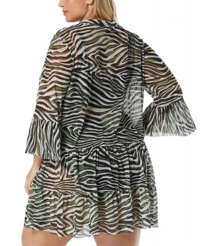 Women's Printed Enchant Tiered Swim Dress Cover-Up Black $63.00 Swimsuits