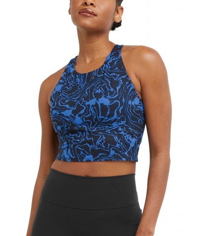 Women's Soft Touch Printed Racerback Cropped Top Marble Wave Black $21.15 Tops
