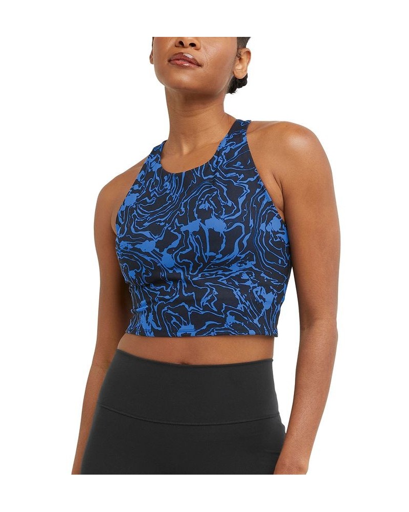 Women's Soft Touch Printed Racerback Cropped Top Marble Wave Black $21.15 Tops