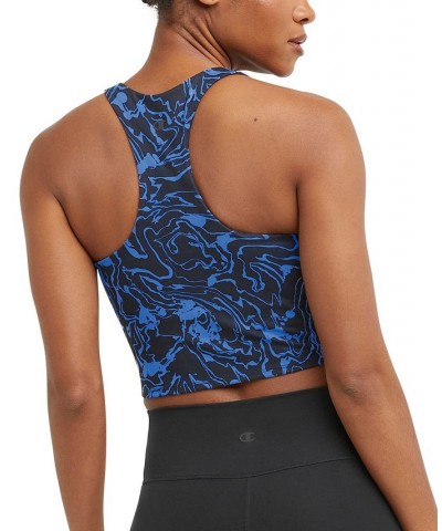 Women's Soft Touch Printed Racerback Cropped Top Marble Wave Black $21.15 Tops