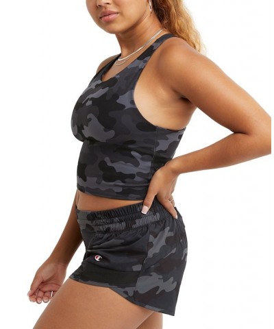 Women's Soft Touch Printed Racerback Cropped Top Marble Wave Black $21.15 Tops