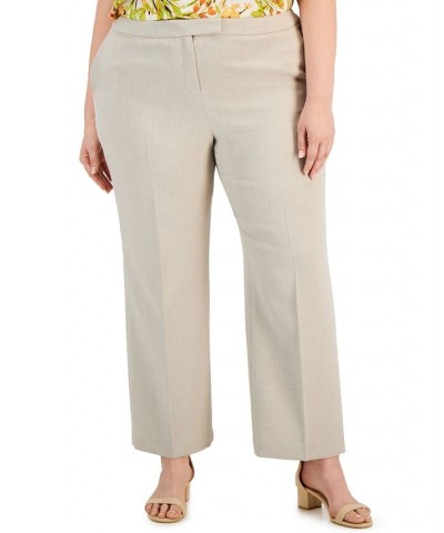 Plus Size Pebble Crepe Straight Leg Trousers Summer Straw $44.55 Pants