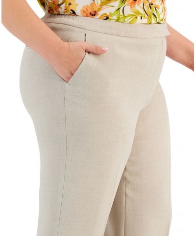 Plus Size Pebble Crepe Straight Leg Trousers Summer Straw $44.55 Pants