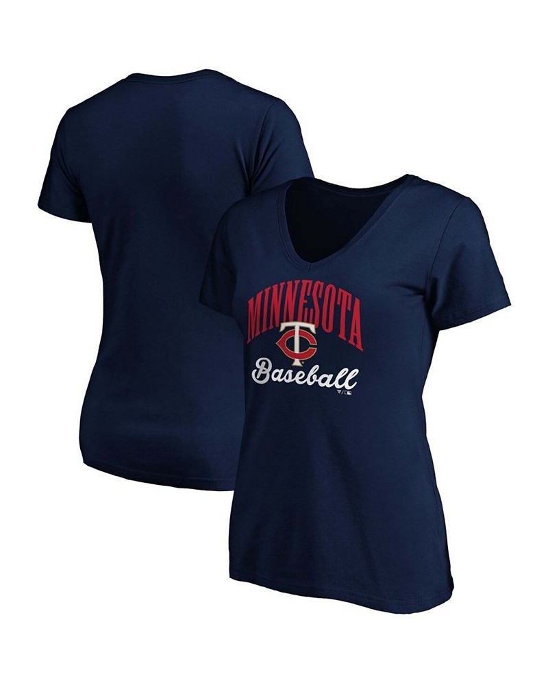 Women's Navy Minnesota Twins Victory Script V-Neck T-shirt Navy $17.20 Tops