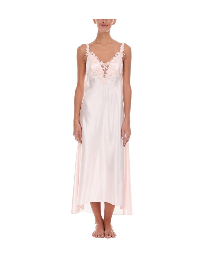 Stella Satin Venise Trim Lingerie Nightgown Medium Pink $15.65 Sleepwear