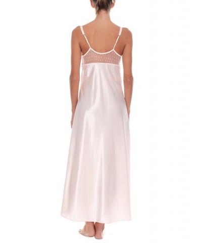 Stella Satin Venise Trim Lingerie Nightgown Medium Pink $15.65 Sleepwear