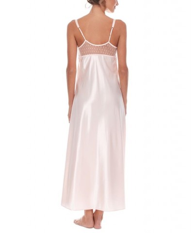 Stella Satin Venise Trim Lingerie Nightgown Medium Pink $15.65 Sleepwear