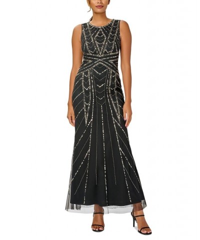 Women's Beaded Sleeveless Gown Black $84.50 Dresses